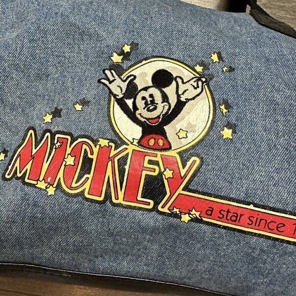 VTG Embroidered Mickey Mouse Unlimited Denim Genuine Classic Large Duffel Bag - Picture 6 of 10